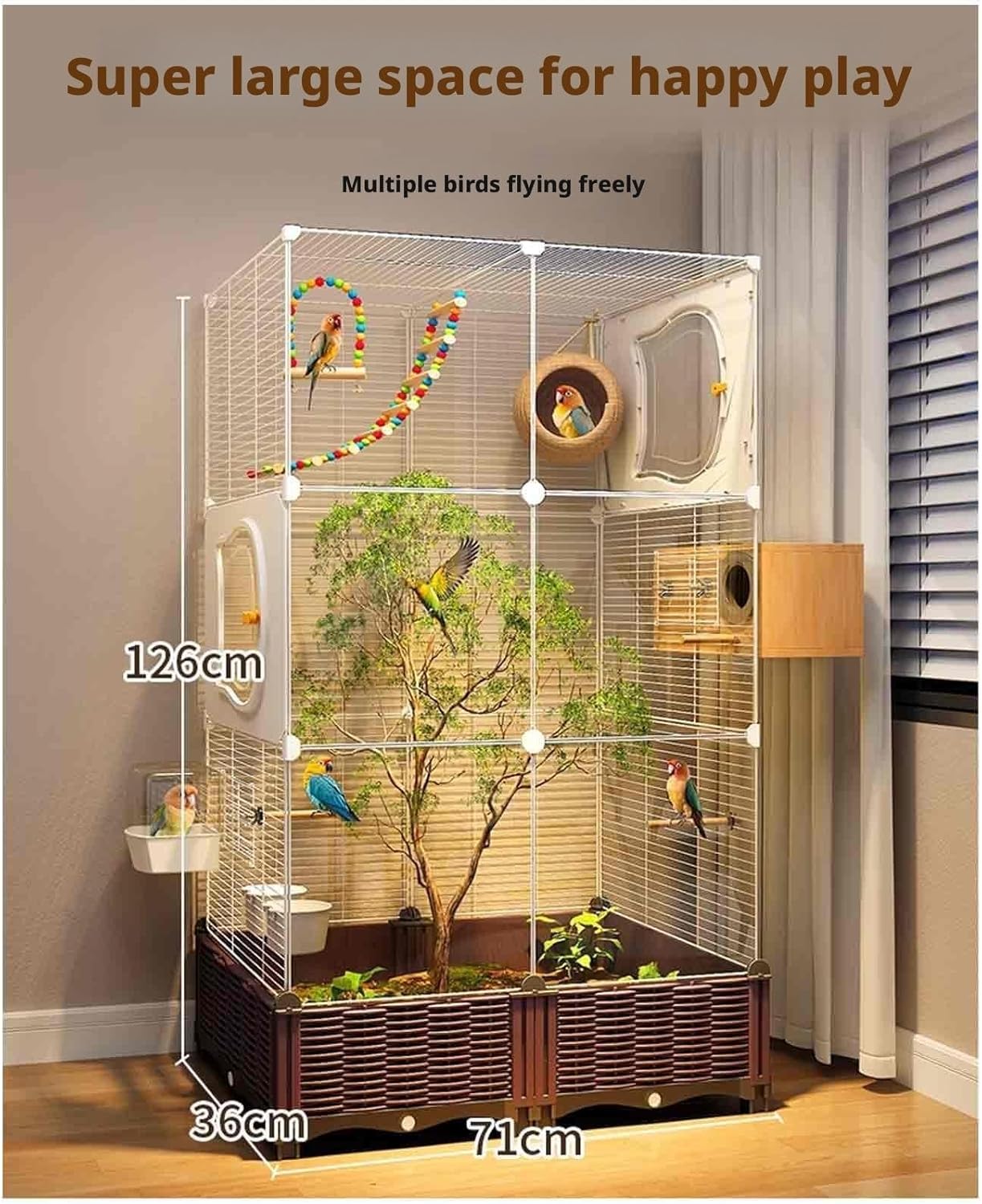 Acrylic Bird Cage, Canary Bird Cage, Birdcages for Budgies, Highly Transparent, Horizontal Wire Mesh, 9-Piece Set